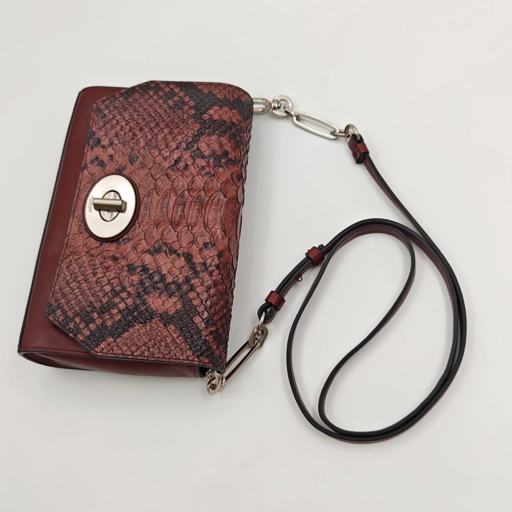 Coach Crosstown Python Embossed Leather Turnlock Crossbody Bag Brown Snake Print - Picture 7 of 10